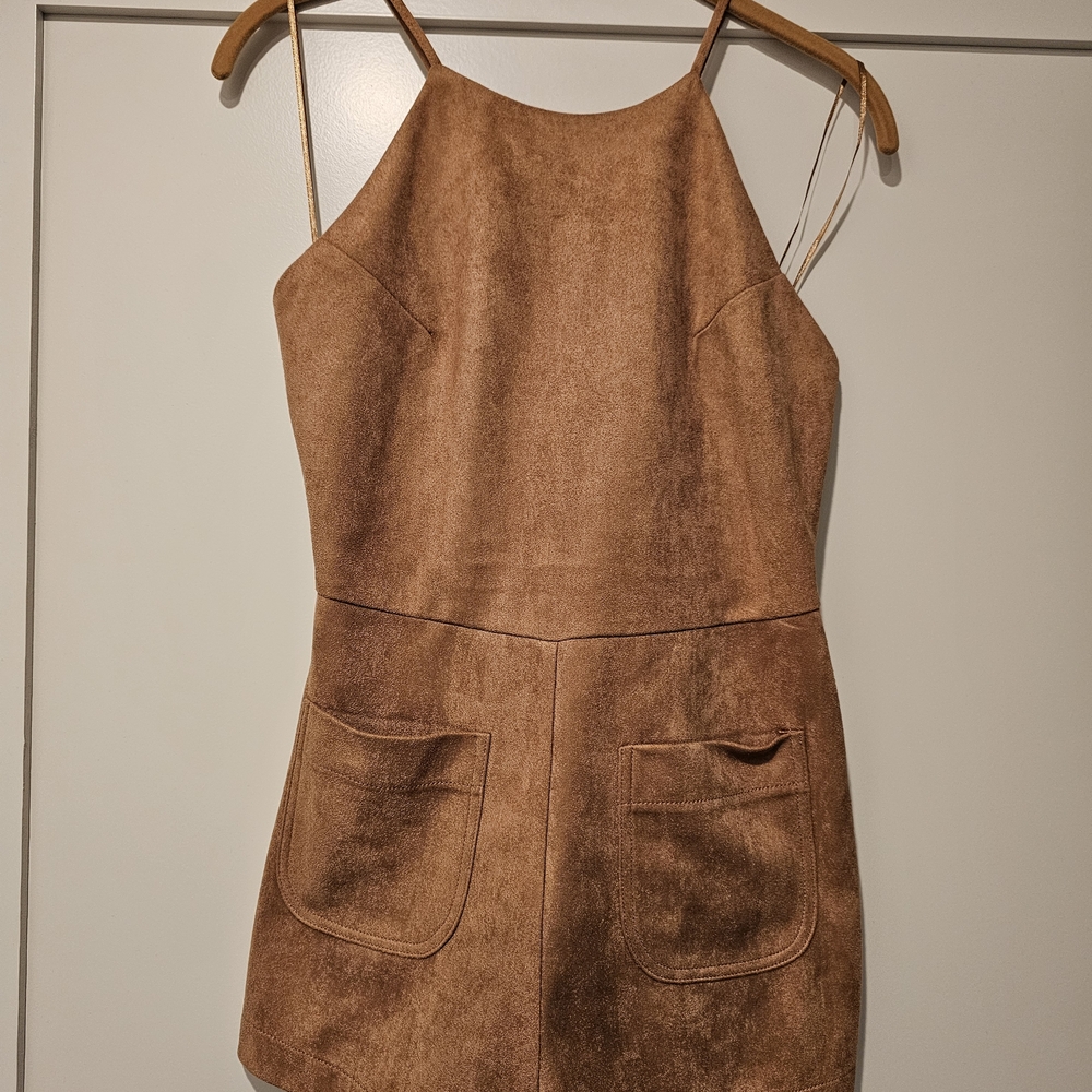 Chic Tan Suede Sleeveless Dress